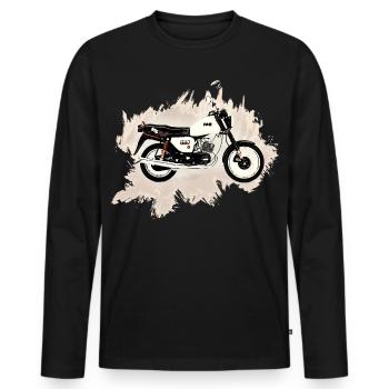 MZ ETZ 150 - Männer Premium Bio Langarmshirt - Schwarz - Vorne - Nico (187cm)