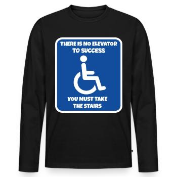 Il n’y a pas d’ascenseur vers le succès. L’humour en fauteuil roulant # - T-shirt manches longues Premium bio Homme - noir - Devant - Nico (187cm)