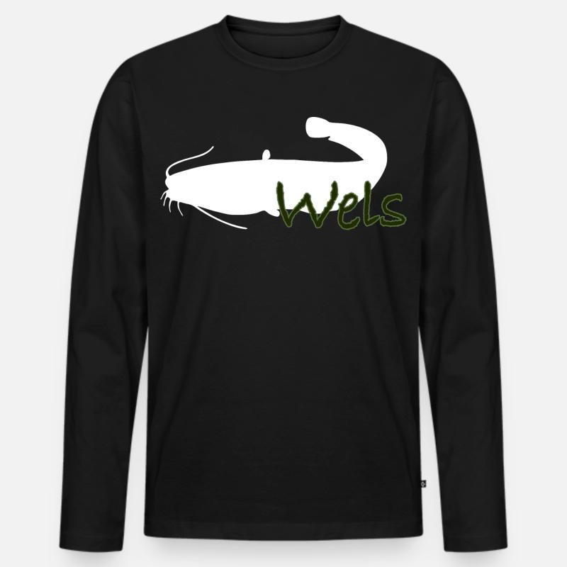 Wels - Männer Premium Bio Langarmshirt - Schwarz