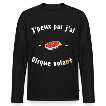 J peux pas j ai Disque volant - T-shirt manches longues Premium bio Homme - noir - Devant - Nico (187cm)