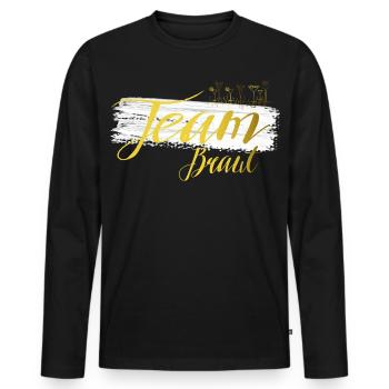 Team Braut JGA Gold Cocktail Design - Männer Premium Bio Langarmshirt - Schwarz - Vorne - Nico (187cm)
