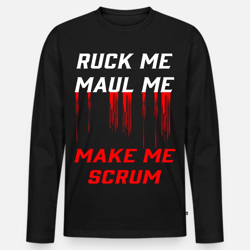 Rugby-Leidenschaft: Ruck, Maul, Scrum - Männer Premium Bio Langarmshirt - Schwarz
