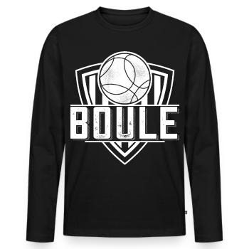 Boule boule boules pour bouler pétanque - T-shirt manches longues Premium bio Homme - noir - Devant - Nico (187cm)