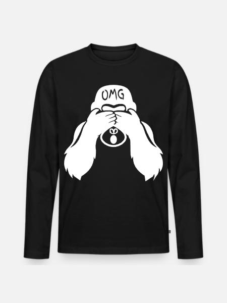 Witziger Gorilla OMG Affe - Männer Premium Bio Langarmshirt - Schwarz