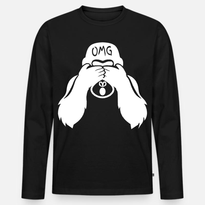 Lustiger Affe OMG Oh my god  - Männer Premium Bio Langarmshirt - Schwarz