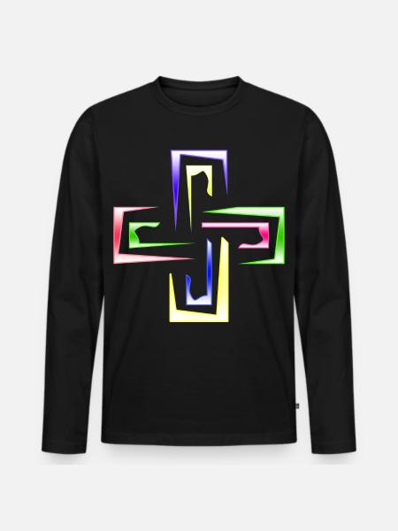 Neon Prism Frames Abstract Logo - Men's Premium Organic Long Sleeve Shirt - black