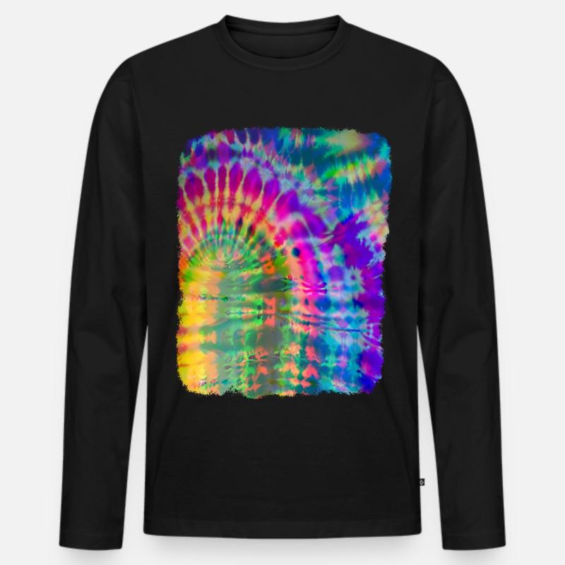 Tie Dye Batik - Männer Premium Bio Langarmshirt - Schwarz