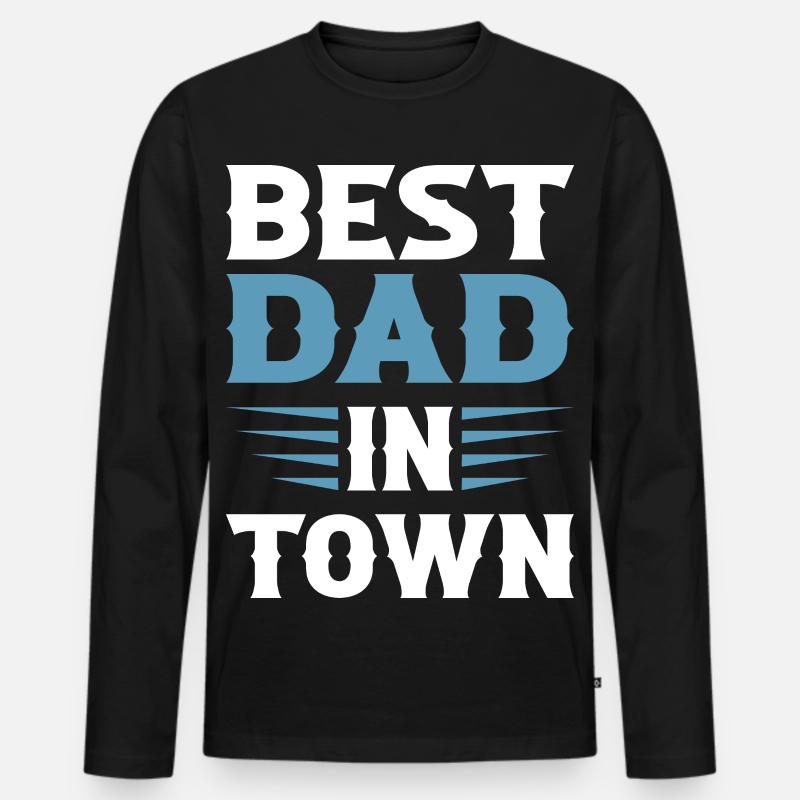 Best Dad in Town - Männer Premium Bio Langarmshirt - Schwarz