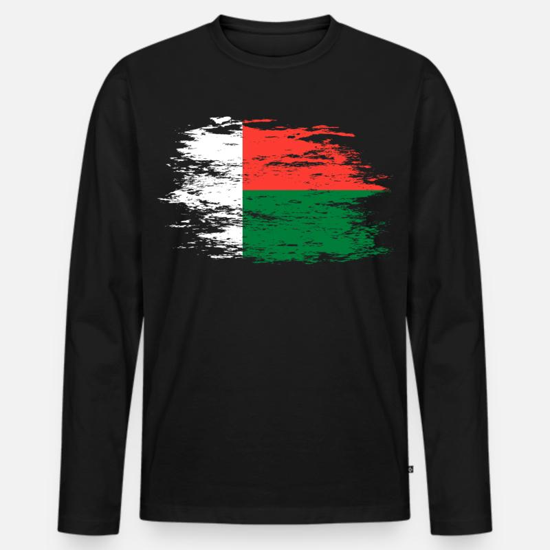 Madagaskar Flagge used - Männer Premium Bio Langarmshirt - Schwarz