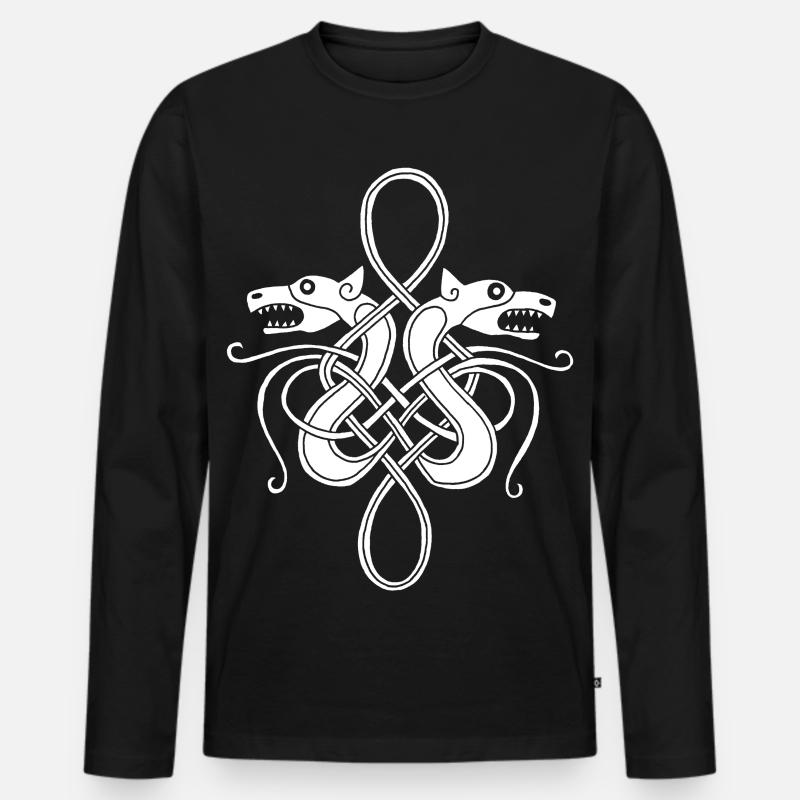 Weiße Wikinger-Hydra - Männer Premium Bio Langarmshirt - Schwarz