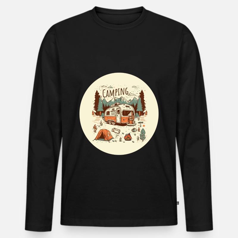 Campingabenteuer mit Wohnmobil - Männer Premium Bio Langarmshirt - Schwarz