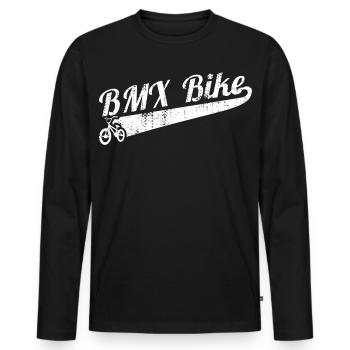 BMX Slogan - Men's Premium Organic Long Sleeve Shirt - black - Front - Nico (187cm)