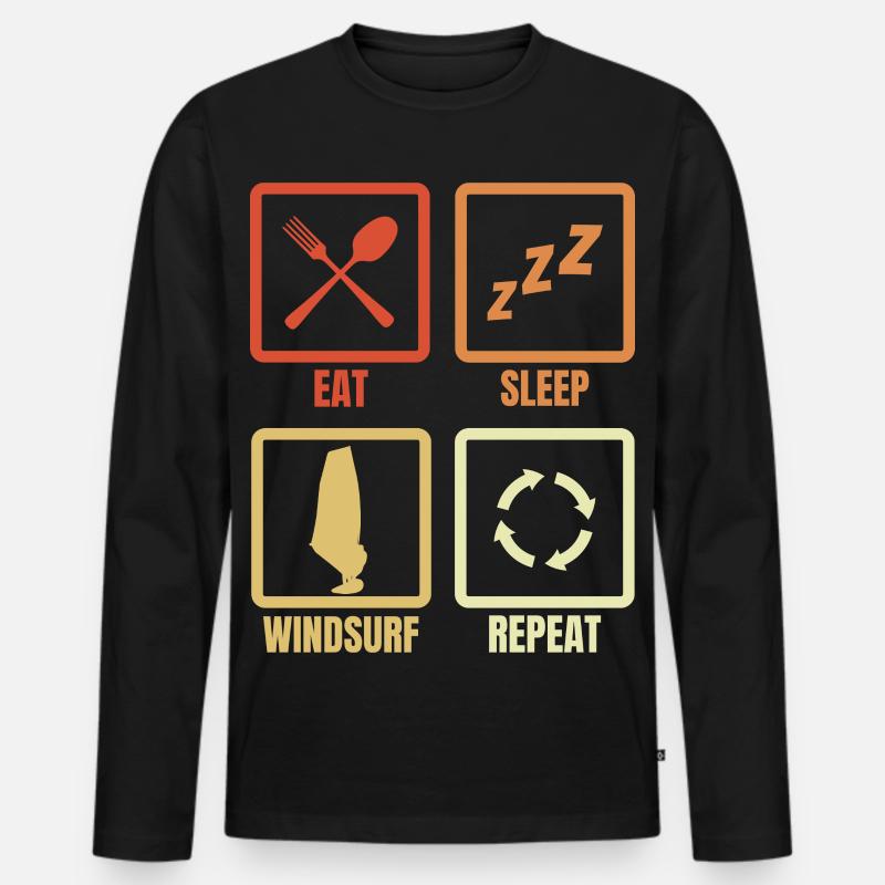 Windsurfen Zeitplan - Männer Premium Bio Langarmshirt - Schwarz