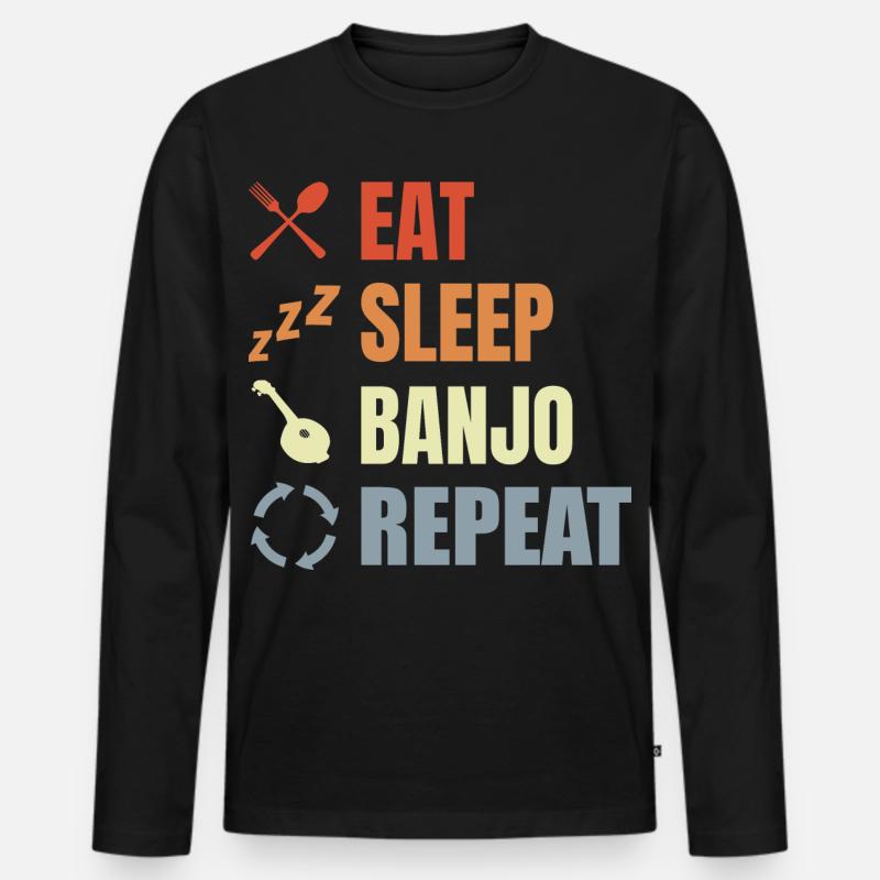 Vintage Banjo Spruch - Männer Premium Bio Langarmshirt - Schwarz