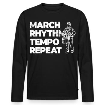 Répétition du tempo du rythme de marche - T-shirt manches longues Premium bio Homme - noir - Devant - Nico (187cm)