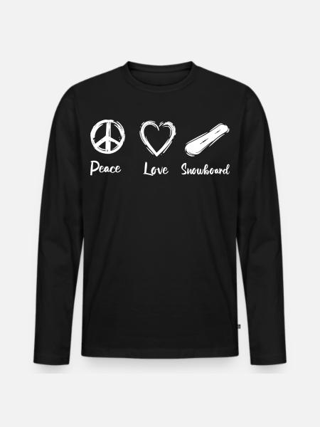 Peace Love Snowboard - Men's Premium Organic Long Sleeve Shirt - black