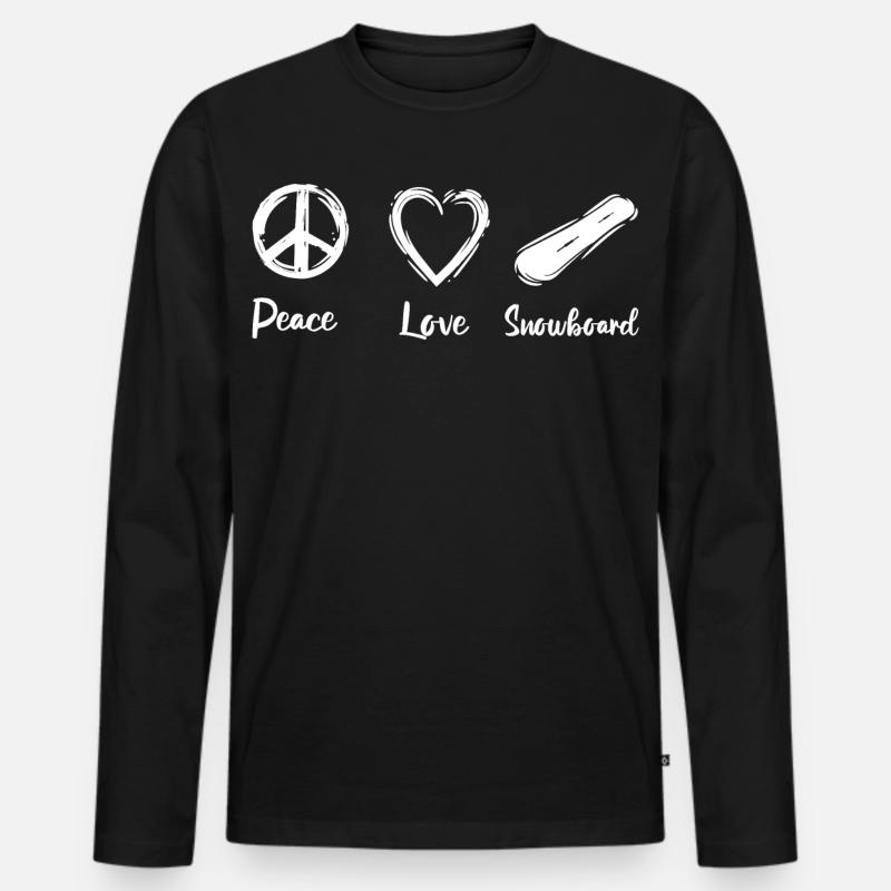 Peace Love Snowboard - Männer Premium Bio Langarmshirt - Schwarz