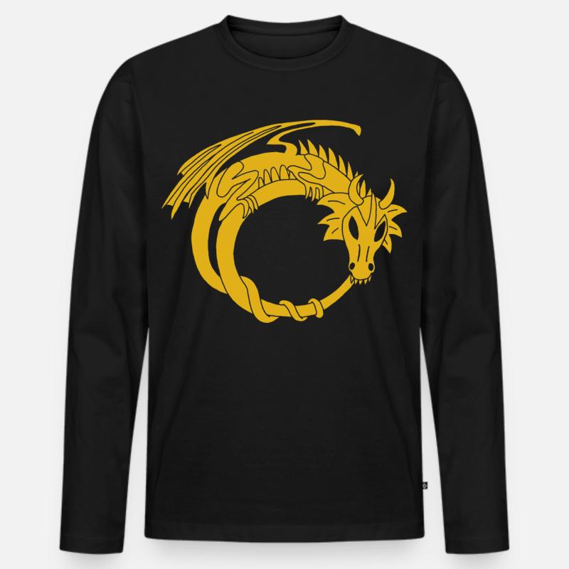 Der goldene Drachenring - Männer Premium Bio Langarmshirt - Schwarz