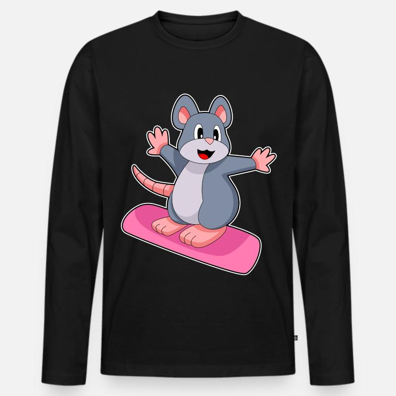 Maus Snowboarder Snowboard - Männer Premium Bio Langarmshirt - Schwarz