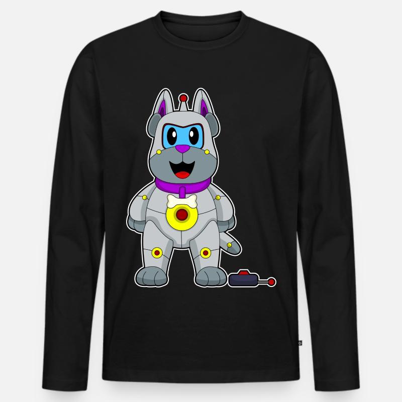 Hund Roboter - Männer Premium Bio Langarmshirt - Schwarz