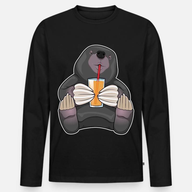 Maulwurf Saft Strohhalm - Männer Premium Bio Langarmshirt - Schwarz