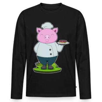 Pork Cook Meat Cooking - Men's Premium Organic Long Sleeve Shirt - black - Front - Nico (187cm)