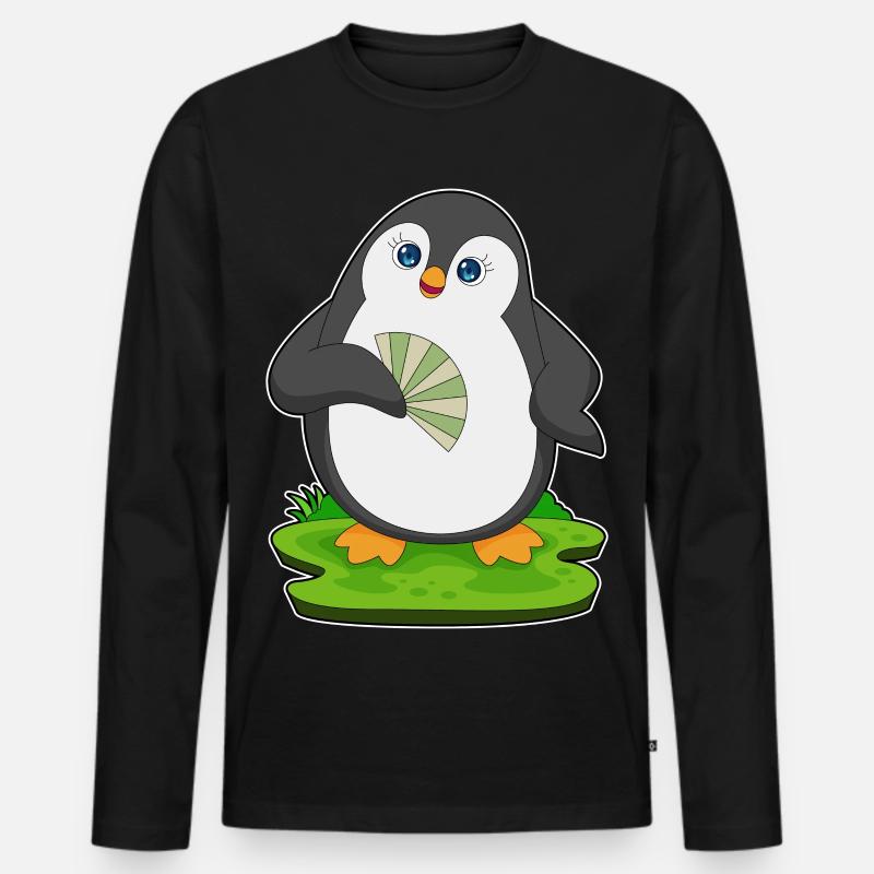Pinguin Handventilator - Männer Premium Bio Langarmshirt - Schwarz