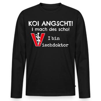 Humor Tierarzt, Veterinär Viechdoktor - Männer Premium Bio Langarmshirt - Schwarz - Vorne - Nico (187cm)
