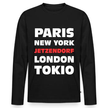 Jetzendorf Bavière drôle - T-shirt manches longues Premium bio Homme - noir - Devant - Nico (187cm)