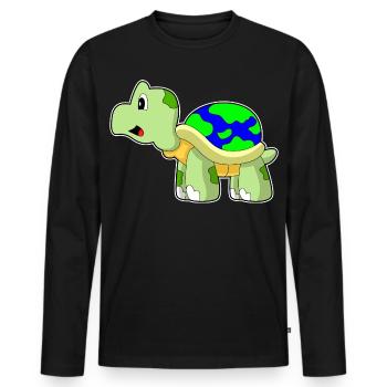 Schildkröte Erdkugel - Männer Premium Bio Langarmshirt - Schwarz - Vorne - Nico (187cm)
