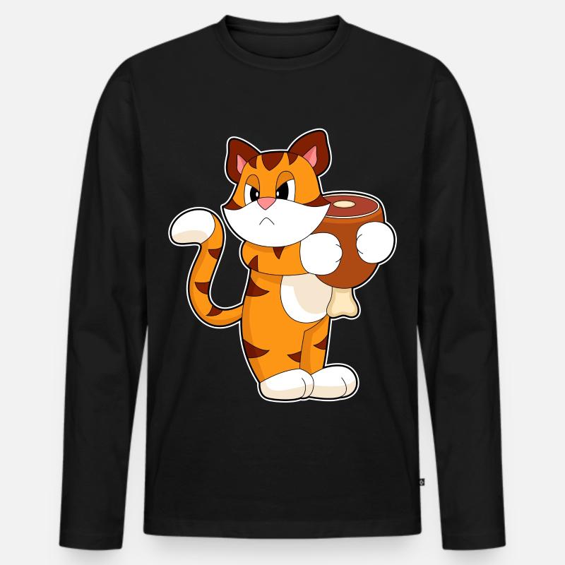 Tiger Fleisch - Männer Premium Bio Langarmshirt - Schwarz