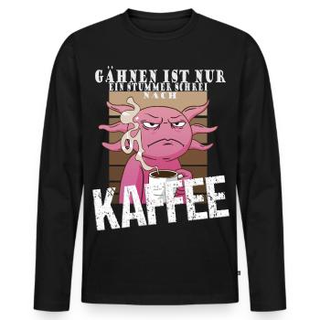 Gähnen ist ein stummer Schrei nach Kaffee - Männer Premium Bio Langarmshirt - Schwarz - Vorne - Nico (187cm)