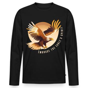 Aigle planant avec une citation inspirante - T-shirt manches longues Premium bio Homme - noir - Devant - Nico (187cm)