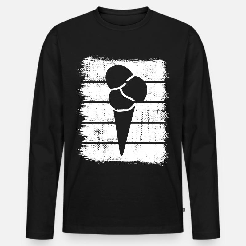 Eis in der Waffel - Männer Premium Bio Langarmshirt - Schwarz