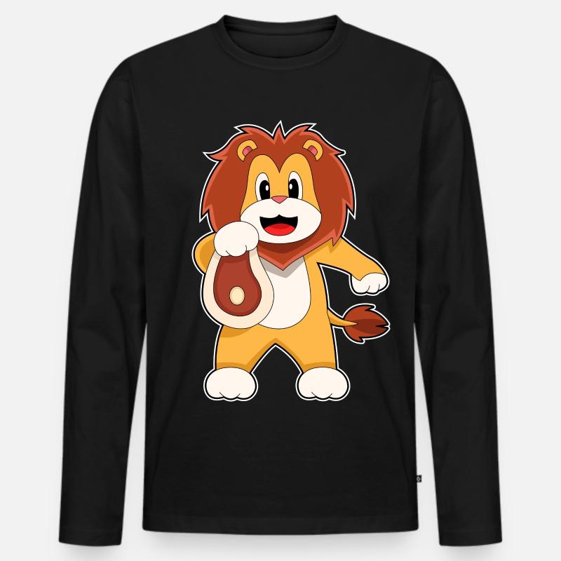 Löwe Fleisch - Männer Premium Bio Langarmshirt - Schwarz