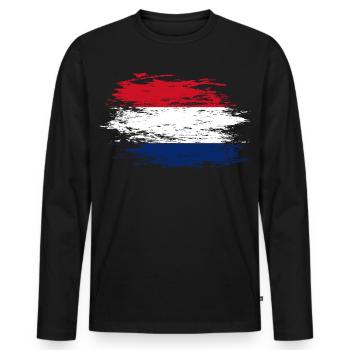 Holland Flagge used - Männer Premium Bio Langarmshirt - Schwarz - Vorne - Nico (187cm)