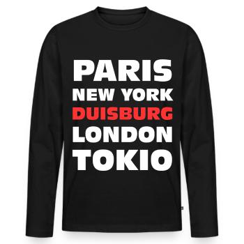 Duisbourg Rhénanie-du-Nord-Westphalie - T-shirt manches longues Premium bio Homme - noir - Devant - Nico (187cm)