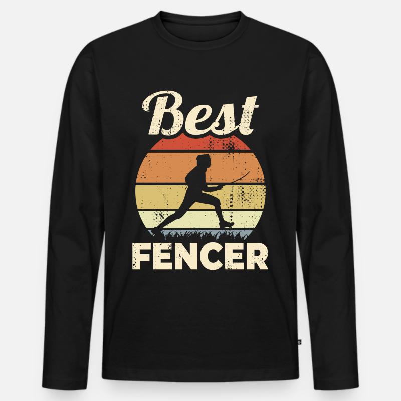Bester Fechtmeister - Männer Premium Bio Langarmshirt - Schwarz