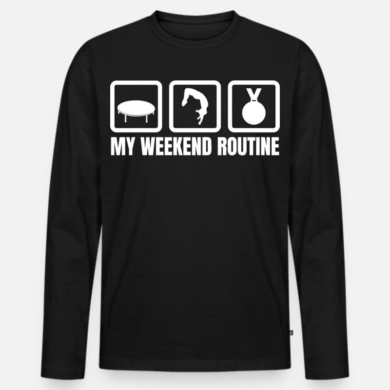 Trampolin Wochenendroutine - Männer Premium Bio Langarmshirt - Schwarz