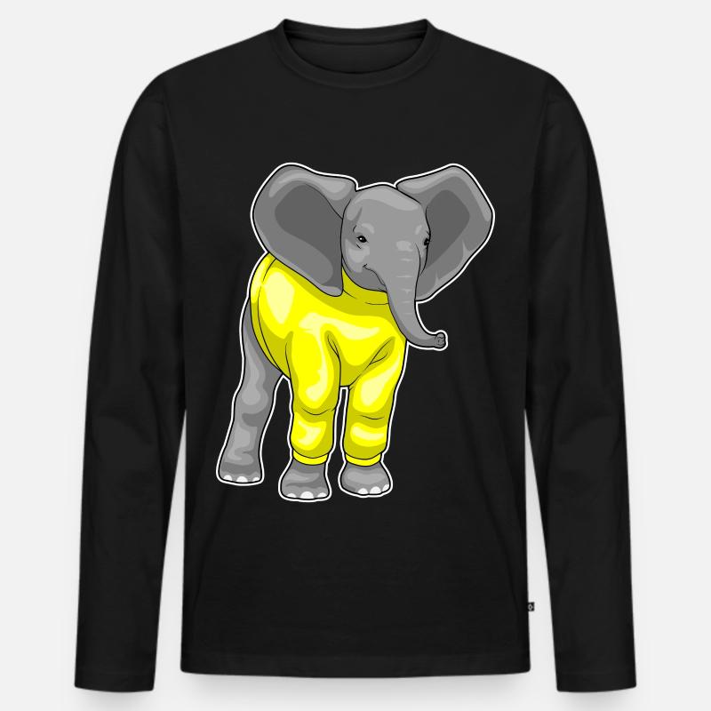 Elefant Winter Pullover - Männer Premium Bio Langarmshirt - Schwarz