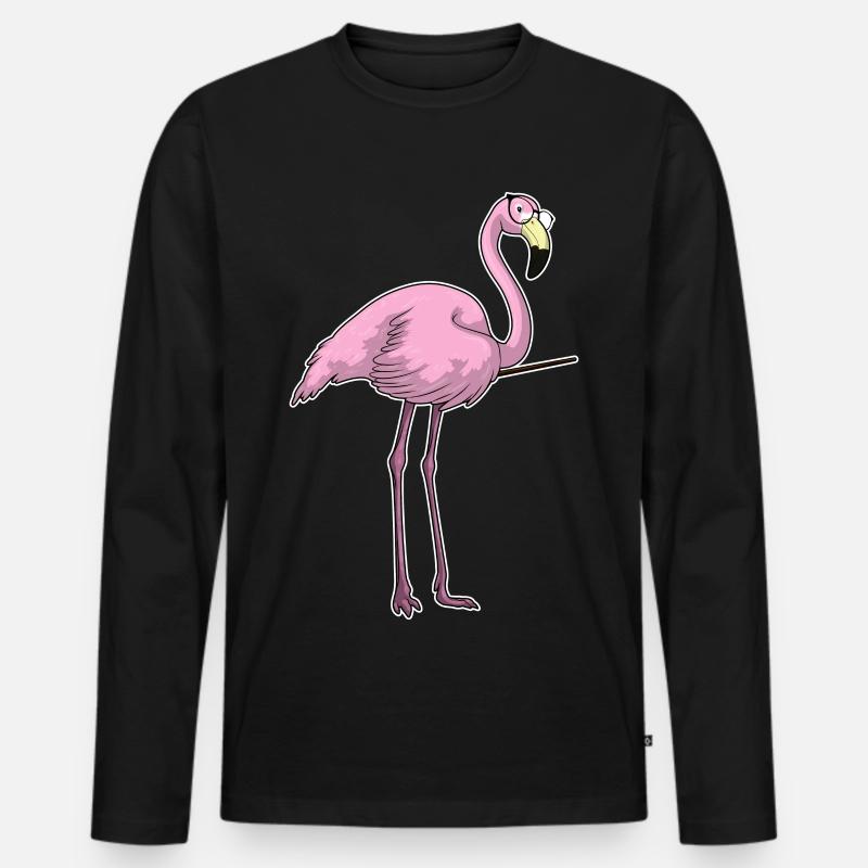 Flamingo Lehrer Pointer - Männer Premium Bio Langarmshirt - Schwarz