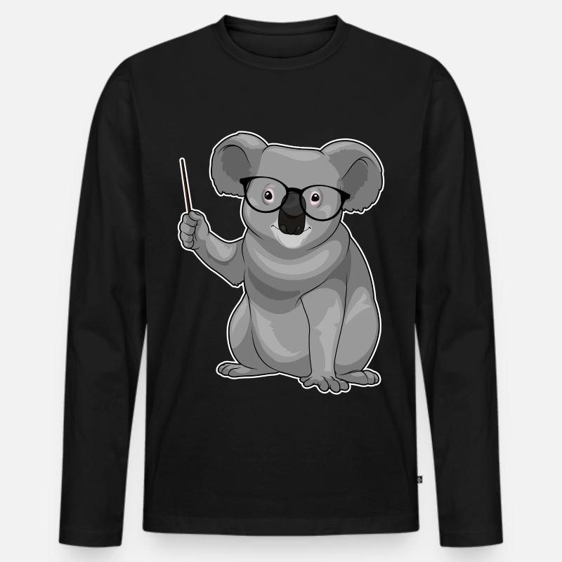 Koala Lehrer Pointer - Männer Premium Bio Langarmshirt - Schwarz