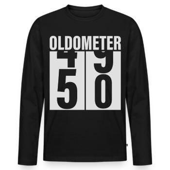 50e anniversaire Oldomètre - T-shirt manches longues Premium bio Homme - noir - Devant - Nico (187cm)