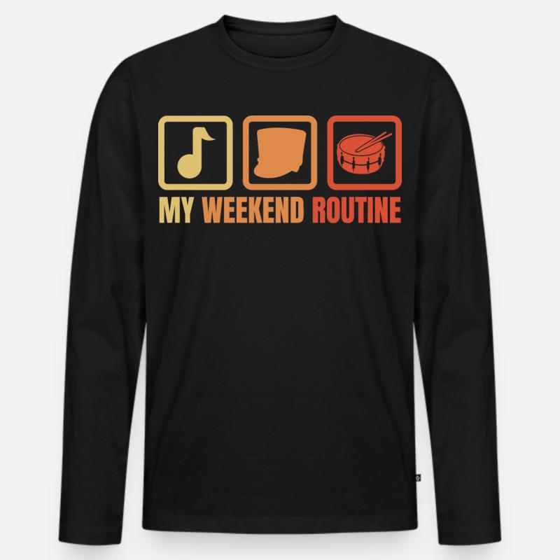 Lustiges Trommelspieler Wochenende - Männer Premium Bio Langarmshirt - Schwarz