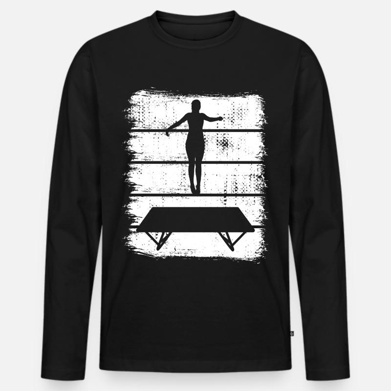 Trampolin Zeichnung - Männer Premium Bio Langarmshirt - Schwarz