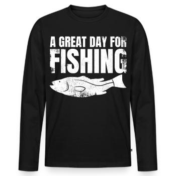 A great day of fishing - Men's Premium Organic Long Sleeve Shirt - black - Front - Nico (187cm)