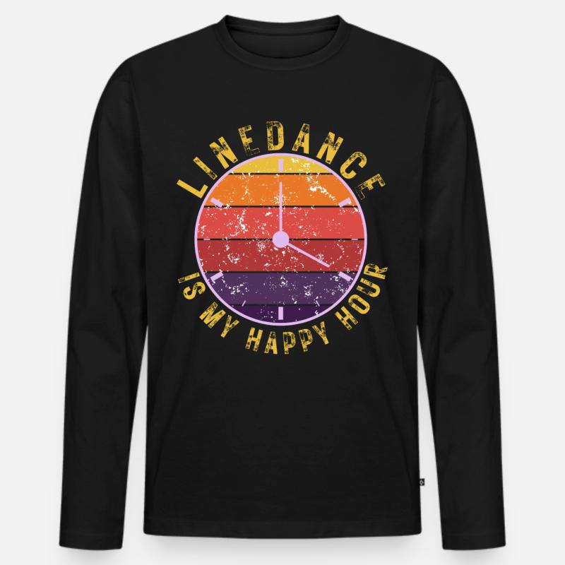 Geschenkidee: Linedance is my happy hour - Männer Premium Bio Langarmshirt - Schwarz