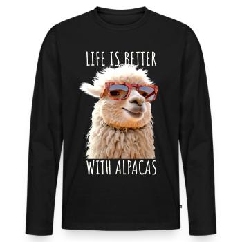 Alpaca Life Is Better With Alpacas Lama Alpacas - Men's Premium Organic Long Sleeve Shirt - black - Front - Nico (187cm)