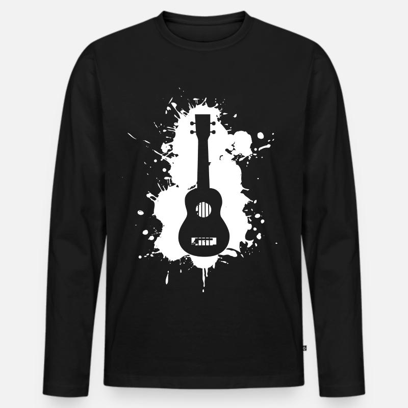 Lustige Ukulele Musik - Männer Premium Bio Langarmshirt - Schwarz
