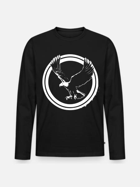 Eagle logo in circles - Men's Premium Organic Long Sleeve Shirt - black